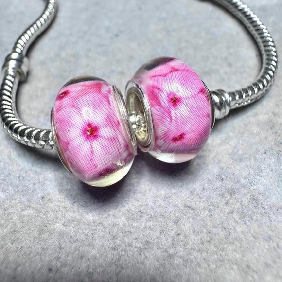 Pink Floral European Charm Bead Bracelet fits Pandora - Picture 8 of 8